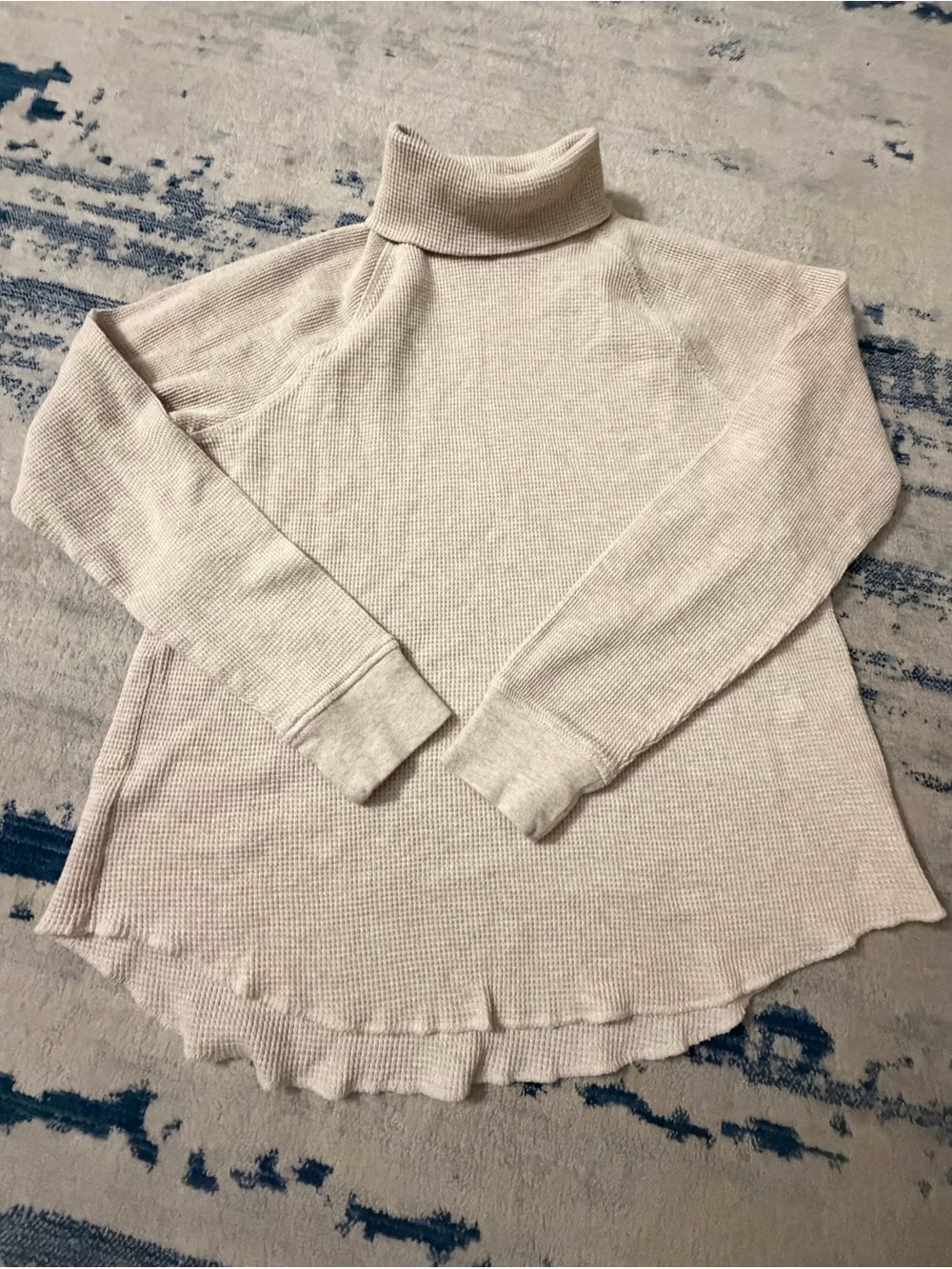 Everlane Organic Cotton Waffle Knit Turtleneck Tee Small Cream